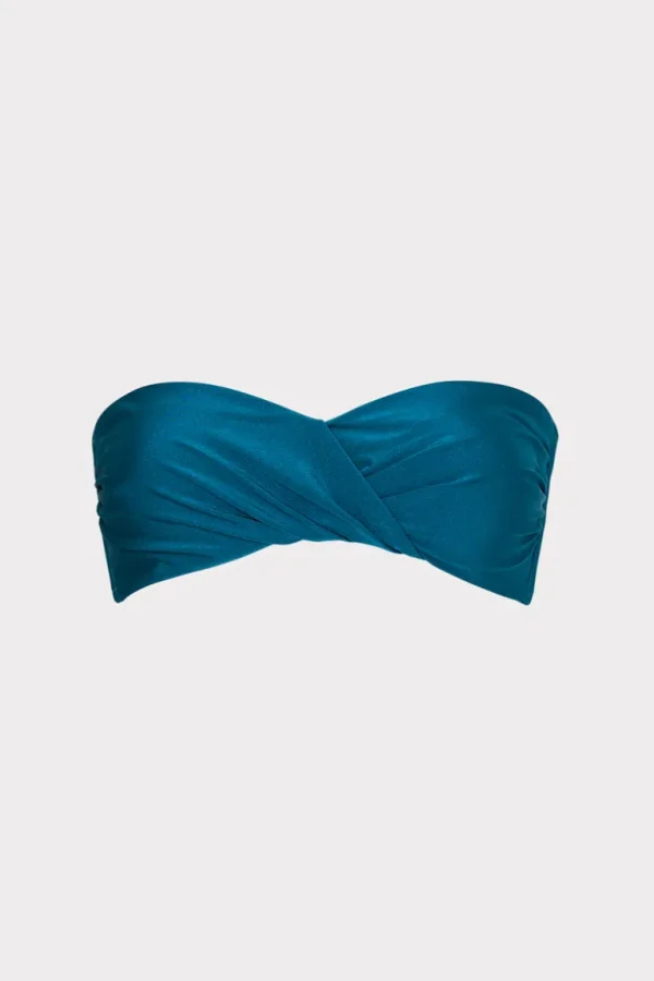Clearance MILLY Soleil Gloss Twist Bandeau Top Dark Teal