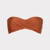 Outlet MILLY Soleil Gloss Twist Bandeau Top Copper
