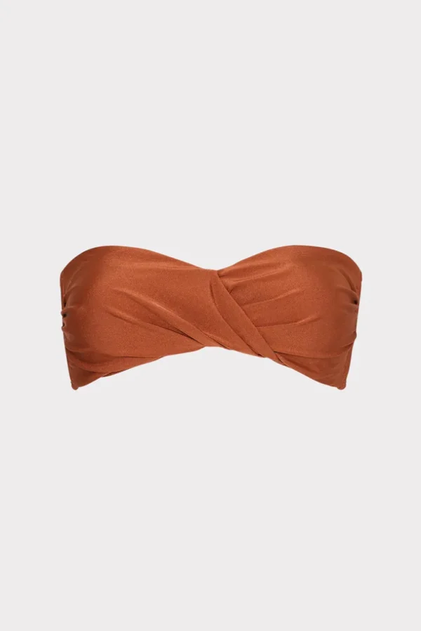 Outlet MILLY Soleil Gloss Twist Bandeau Top Copper