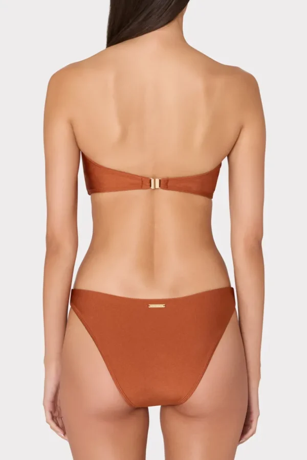Outlet MILLY Soleil Gloss Twist Bandeau Top Copper