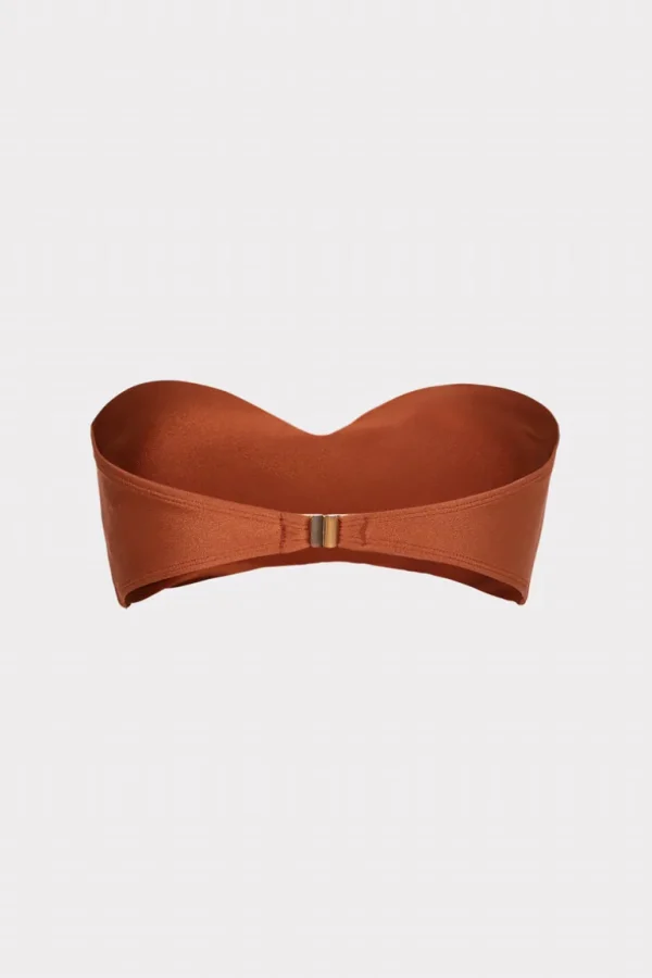 Outlet MILLY Soleil Gloss Twist Bandeau Top Copper