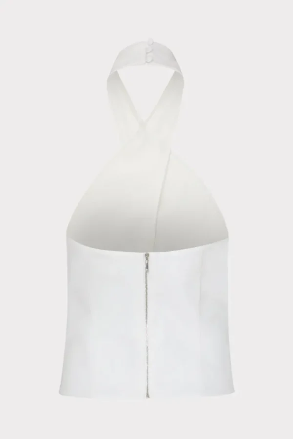 Best MILLY Solid Linen Halter Top White