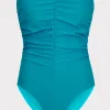 Cheap MILLY Solid Ruched One Piece Sea Foam Green