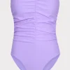 Hot MILLY Solid Ruched One Piece Lilac