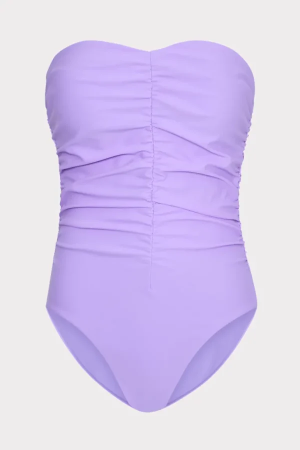Hot MILLY Solid Ruched One Piece Lilac