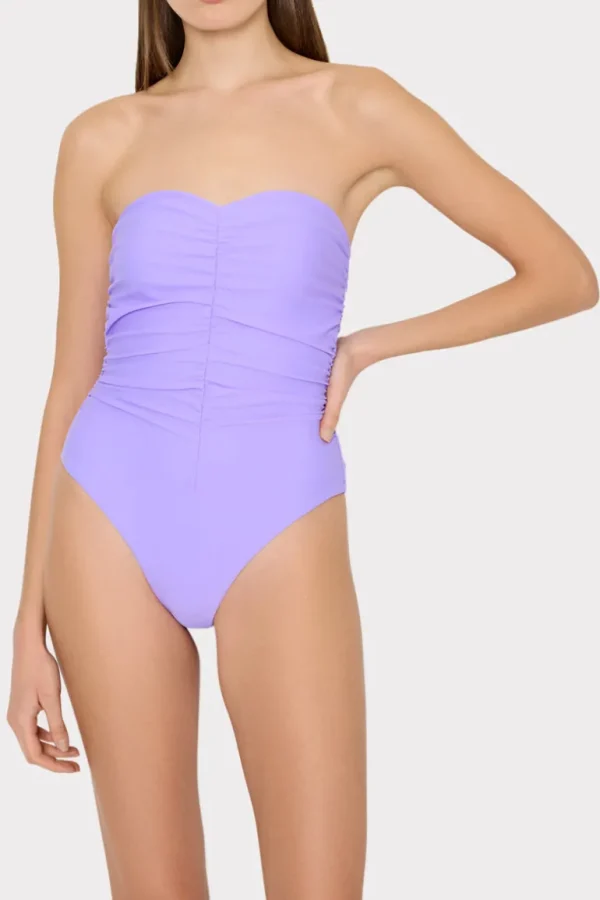 Hot MILLY Solid Ruched One Piece Lilac