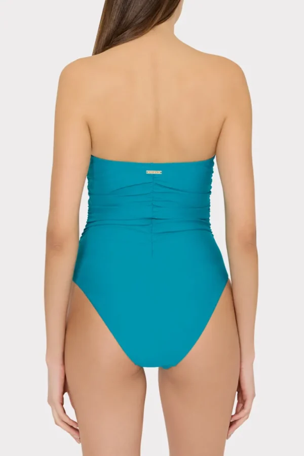 Cheap MILLY Solid Ruched One Piece Sea Foam Green