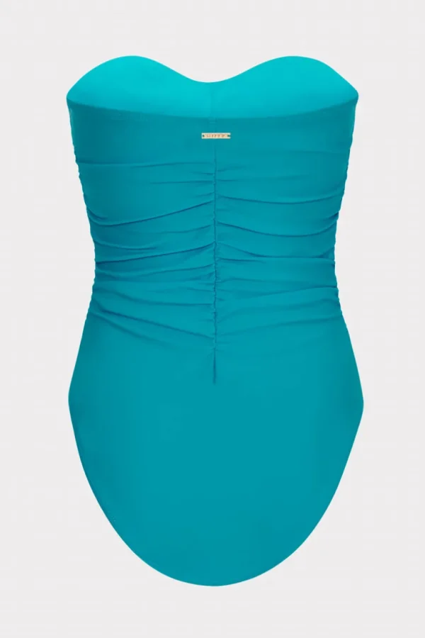 Cheap MILLY Solid Ruched One Piece Sea Foam Green
