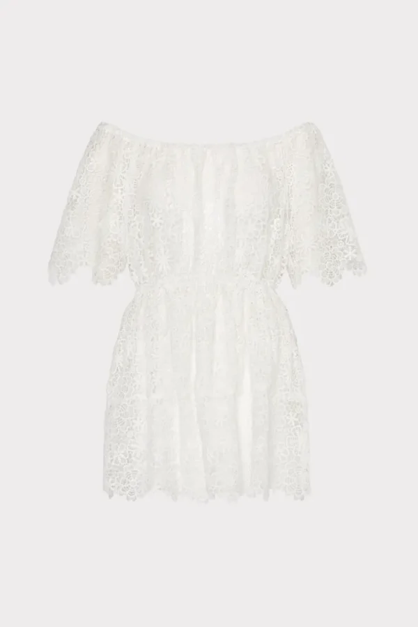 Store MILLY Swirl Lace Cover-Up Mini Dress White