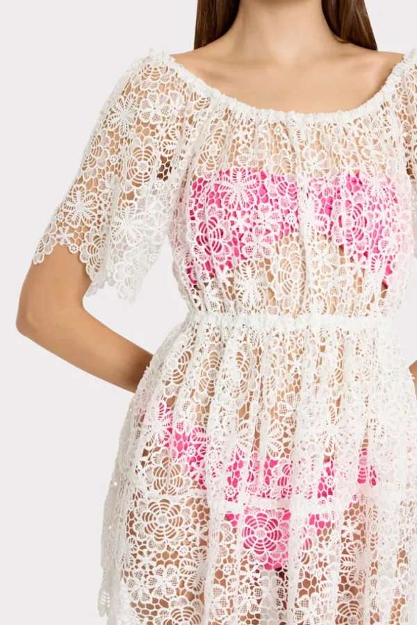 Store MILLY Swirl Lace Cover-Up Mini Dress White