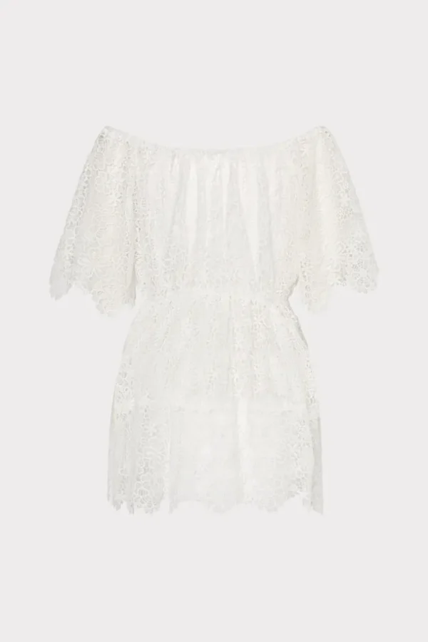 Store MILLY Swirl Lace Cover-Up Mini Dress White