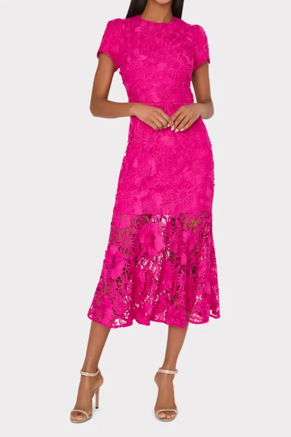 Flash Sale MILLY Tahlia Lace Dress Fuchsia