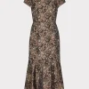 Shop MILLY Tahlia Rose Mesh Embroidered Dress Black