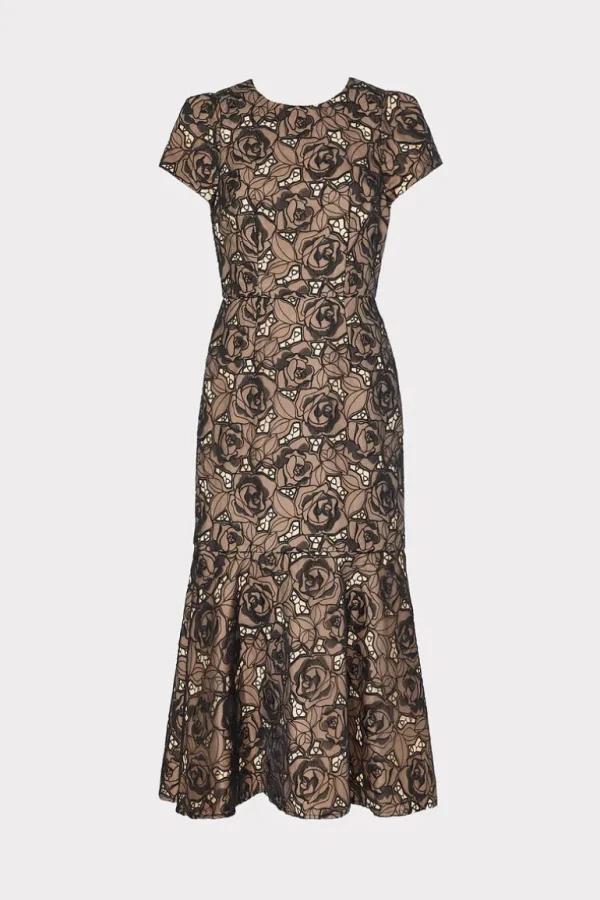 Shop MILLY Tahlia Rose Mesh Embroidered Dress Black