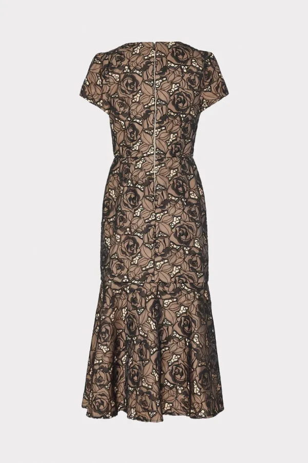 Shop MILLY Tahlia Rose Mesh Embroidered Dress Black