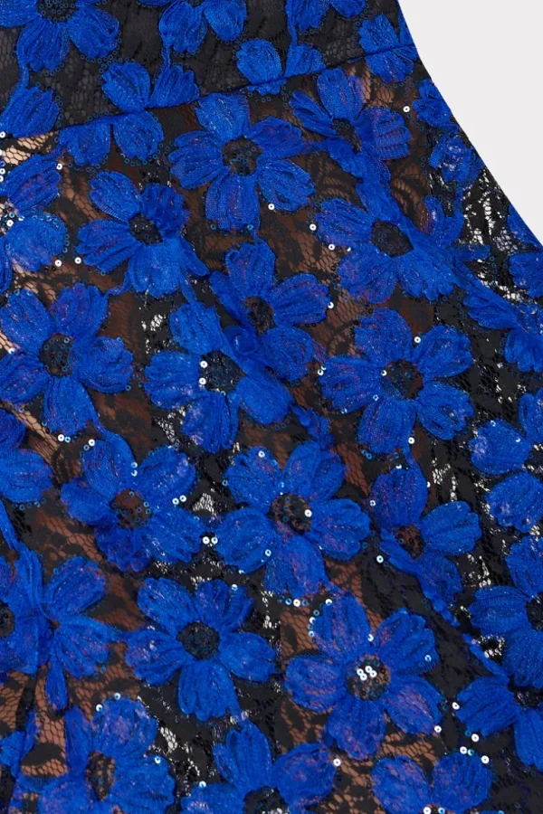 Outlet MILLY Tahlia Tulle Embroidery Dress Cobalt/Black