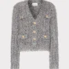 Outlet MILLY Textured Fringe Cardigan Silver
