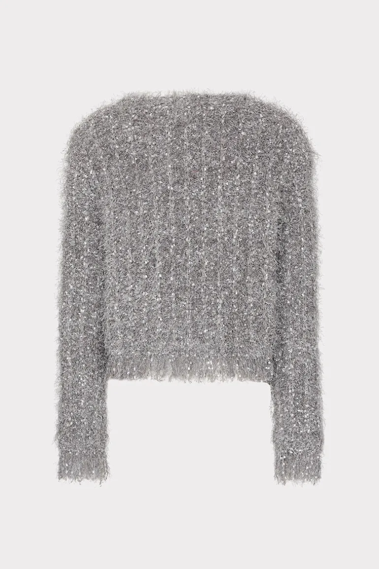 textured_fringe_cardigan_4.webp Outlet MILLY Textured Fringe Cardigan Silver
