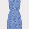 Hot MILLY Textured Fringe Knit Mini Dress Blue