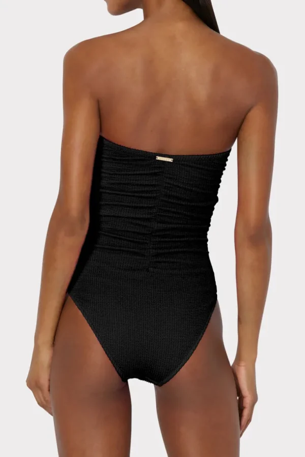 Shop MILLY Textured Ruched One Piece Black