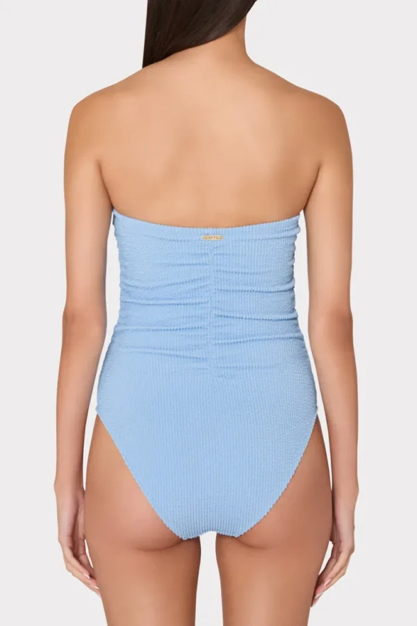 Hot MILLY Textured Ruched One Piece Light Blue
