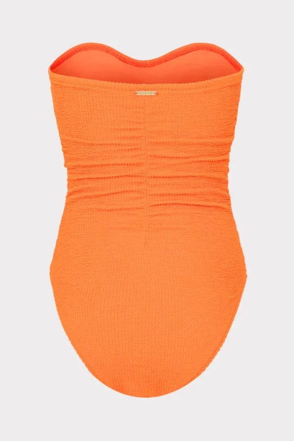 Best Sale MILLY Textured Ruched One Piece Neon Orange