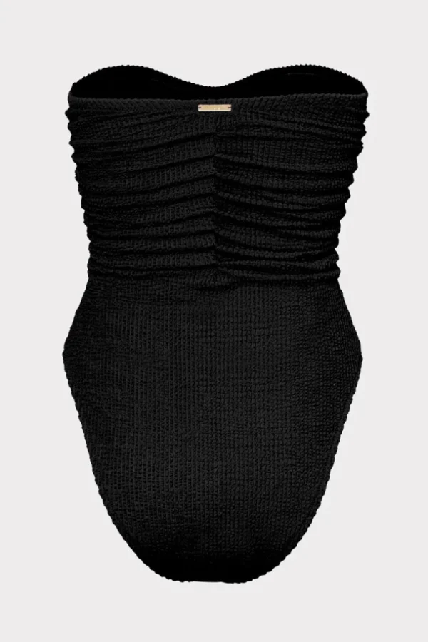 Shop MILLY Textured Ruched One Piece Black
