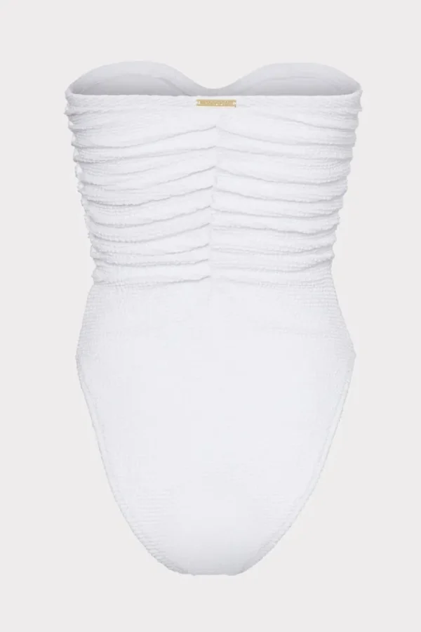 Shop MILLY Textured Ruched One Piece White