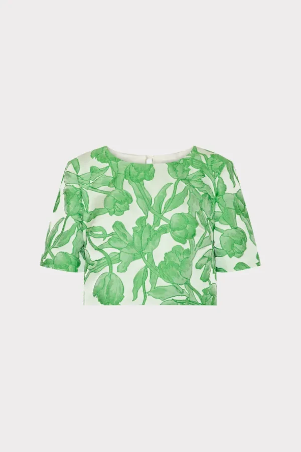 Outlet MILLY Tulip Jacquard Top Green Multi