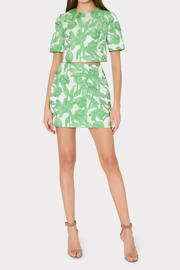 Outlet MILLY Tulip Jacquard Top Green Multi