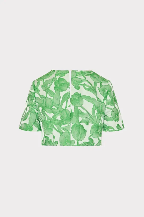 Outlet MILLY Tulip Jacquard Top Green Multi