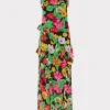 Shop MILLY Tulip Rosette Ruffle Maxi Dress Black Multi