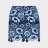 Fashion MILLY Two Tone Floral Lace Mini Skirt Blue/Navy