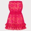 Shop MILLY Verity Two Tone Geo Eyelet Cover-Up Dress Pink/Coral