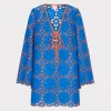 Store MILLY Viara Two Tone Geo Eyelet Cover-Up Dress Cobalt/Coral