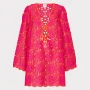 Cheap MILLY Viara Two Tone Geo Eyelet Cover-Up Dress Pink/Coral