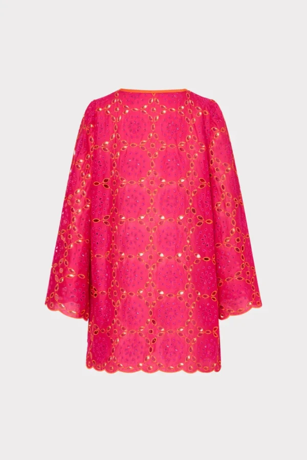 Cheap MILLY Viara Two Tone Geo Eyelet Cover-Up Dress Pink/Coral