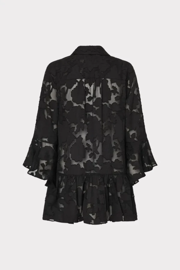 Hot MILLY Vierra Rose Burnout Cover-Up Dress Black