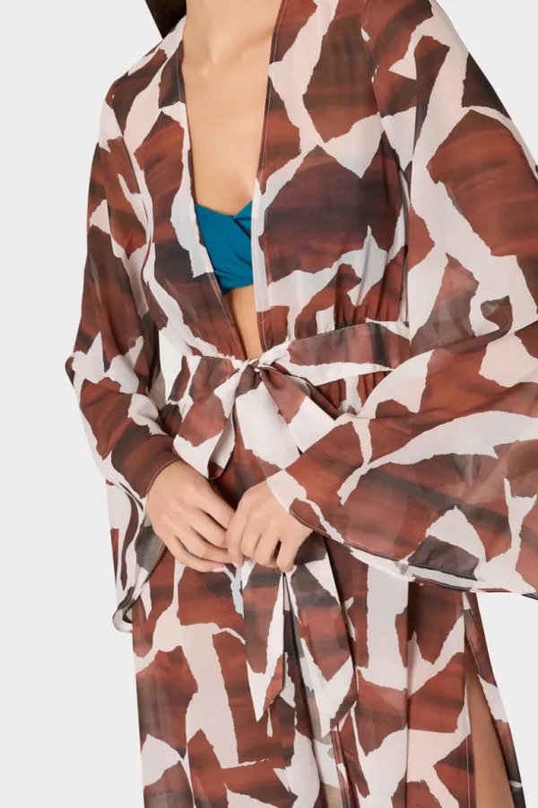 Online MILLY Vince Ocean Puzzle Chiffon Cover-Up Dress Brown Multi