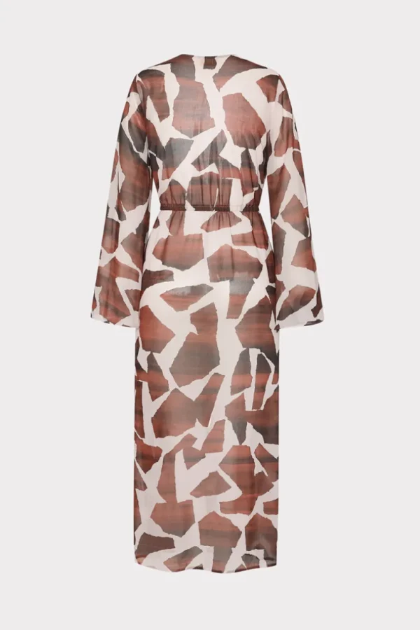 Online MILLY Vince Ocean Puzzle Chiffon Cover-Up Dress Brown Multi