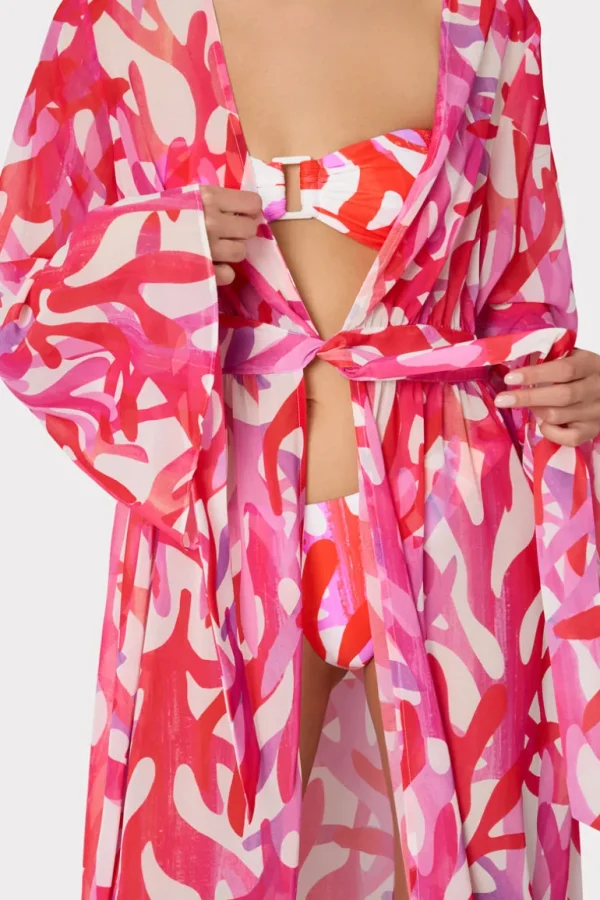 Hot MILLY Vince Under The Sea Chiffon Cover-Up Dress Pink Multi