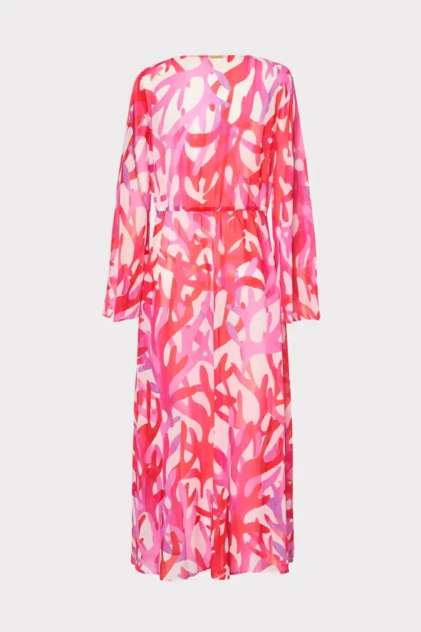 Hot MILLY Vince Under The Sea Chiffon Cover-Up Dress Pink Multi