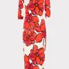 Cheap MILLY Windflower Jersey Midi Dress Coral Multi