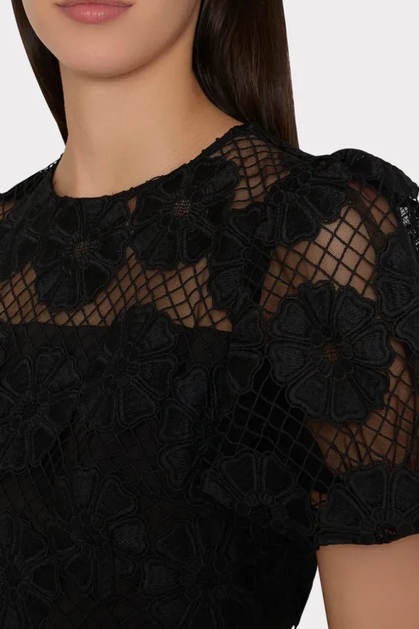 Hot MILLY Yasmin Daisy Lace Dress Black